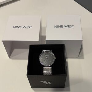Nine West Men Silver Tone Mesh Watch